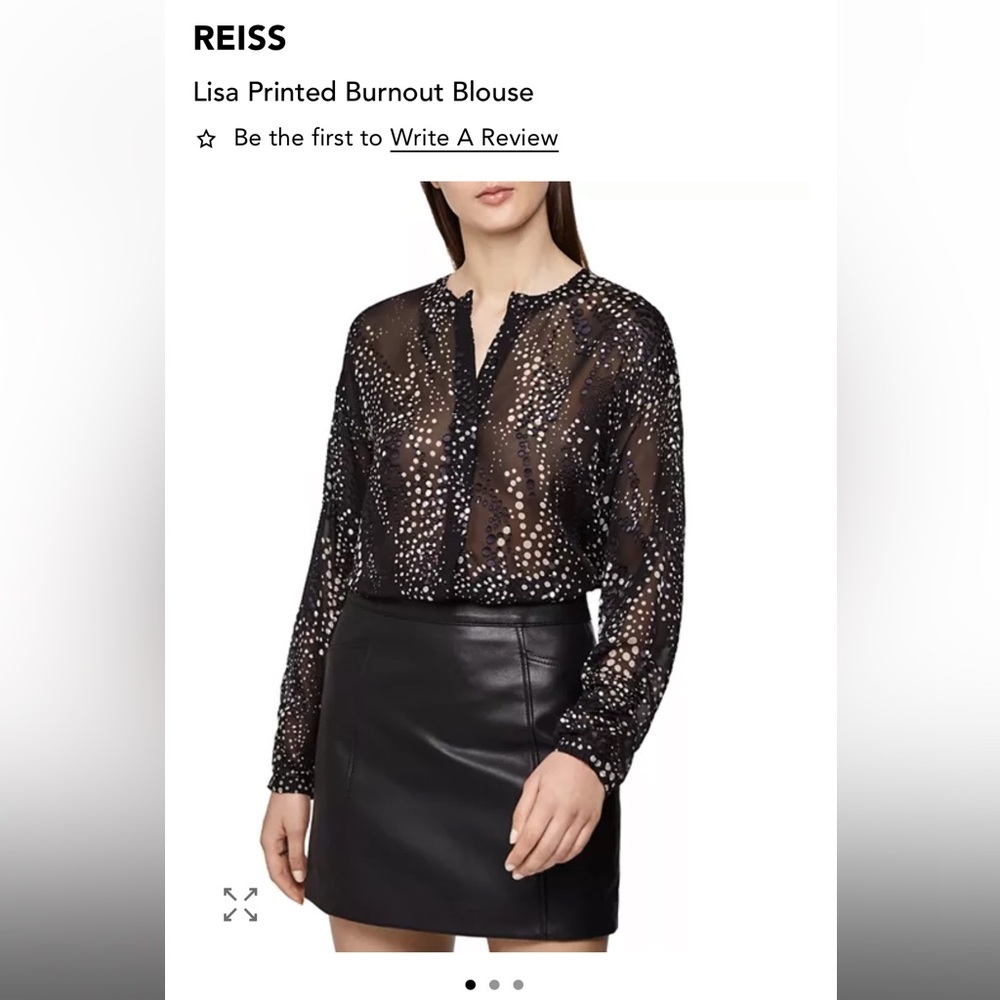 REISS Lisa Printed Burnout Blouse - size 2